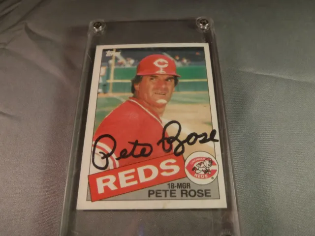 1985 Topps Baseball Card - PETE ROSE #600 Autographed - Free Ship