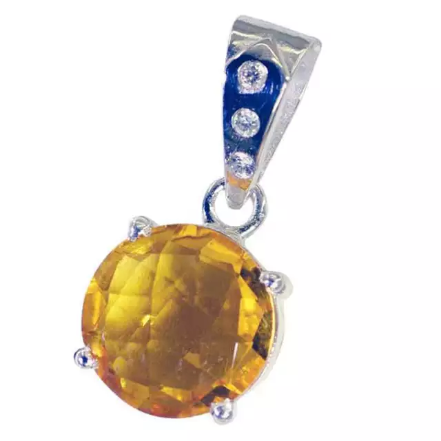 Genuine Yellow Citrine 925 Sterling Silver Round Shape Locket For Girls & Women