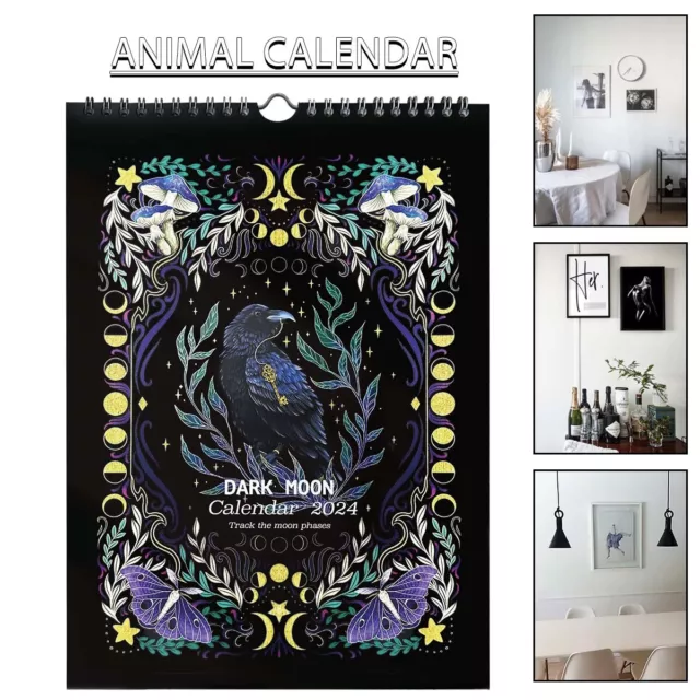 2024 CALENDAR WITH Moon Phases Wall Calendar Monthly Colorful Hanging E