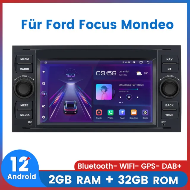 Für Ford Focus II Mondeo C/S-MAX Galaxy Kuga Android Autoradio 2+32G GPS NAVI BT