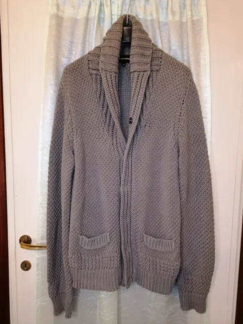 Maglione cardigan Emporio Armani uomo grigio nuovo originale casual elegante