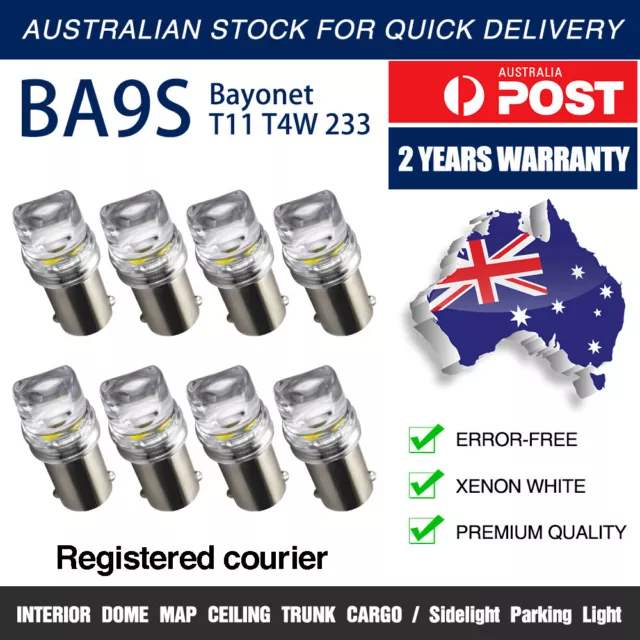 8 x BA9S BAYONET LED LIGHT BULB 5SMD 2835 WHITE PARKER CAR GLOBE INTERIOR 12V AU