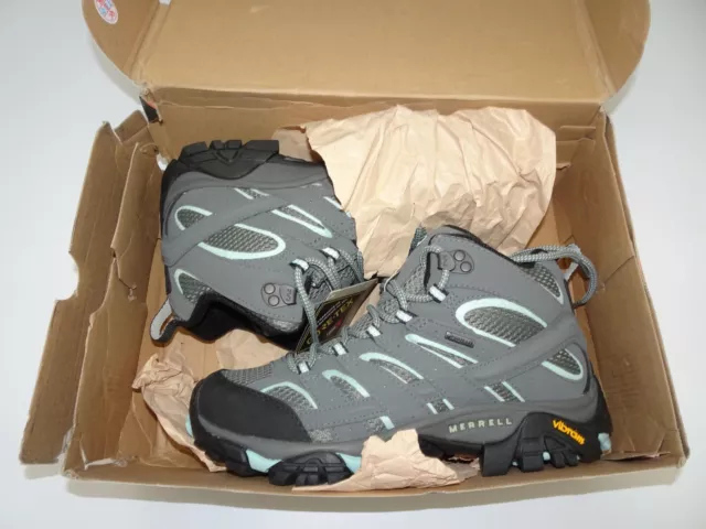 Original Merrell Women's Moab 2 Mid Gtx Hiking Boot - Grey/Blue