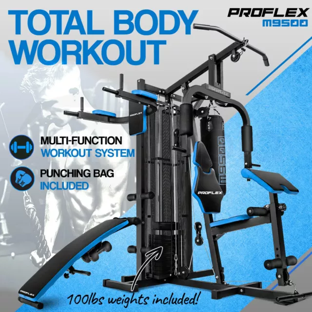 PROFLEX Home Gym Exercise Machine Fitness Equipment Weight Bench Station Press