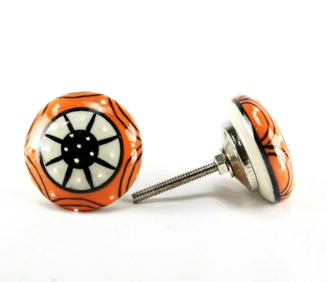 Ceramic Door Knobs Cabinet Drawer Cupboard Pull Handle Vintage Style 2 Pcs Set