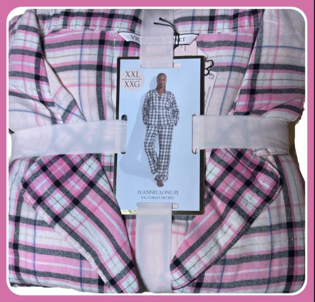 NEW Victoria’s Secret Flannel Pajama Cozy Pj’s 2 Piece Set Pink Plaid XXL NICE🎁