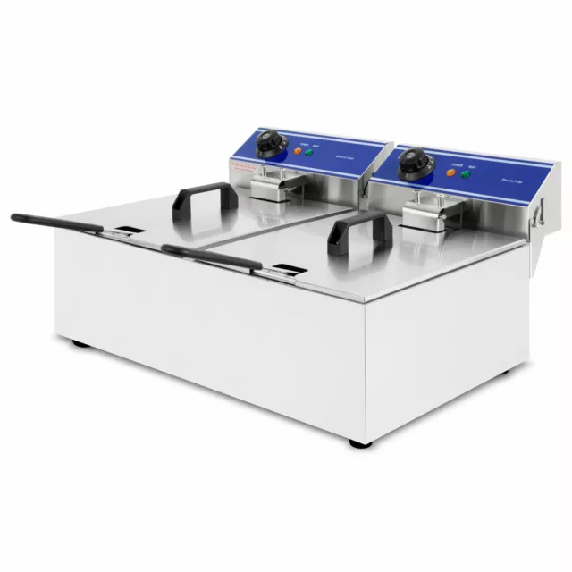 vertes Friteuse double électrique professionnelle commercial acier inox 2x 10L