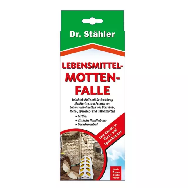 Dr. Stähler Lebensmittel Mottenfalle giftfrei geruchlos Leim Klebefalle 2 Stück
