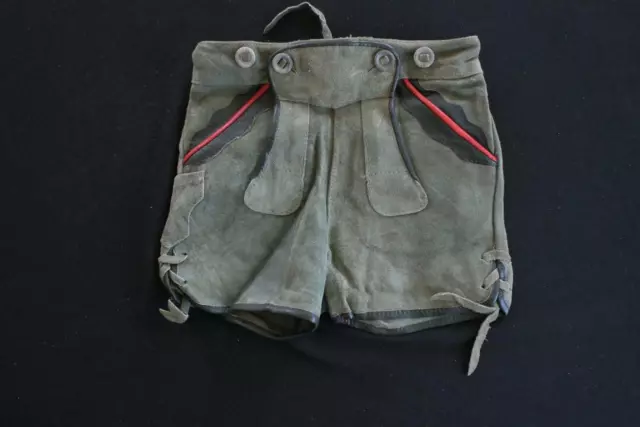 Vintage 1970'S Grigio Verde Camoscio Originale BAMBINO LEDERHOSEN Misura 20 "