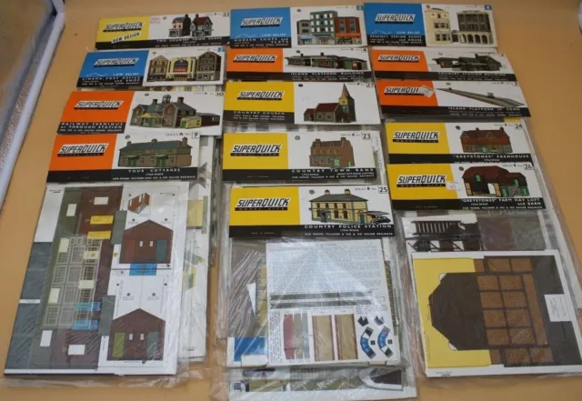 Superquick 1:72 / OO/HO Scale Model Village / Railway Buildings Card Model Kits