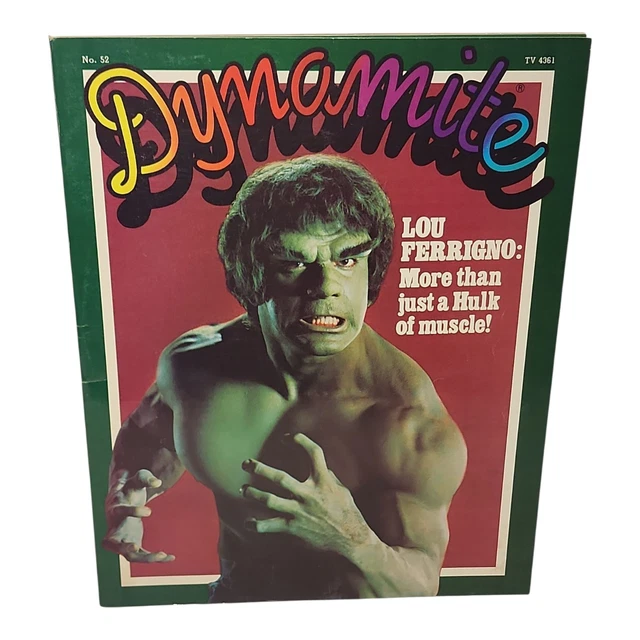 VINTAGE DYNAMITE MAGAZINE Incredible Hulk Lou Ferrigno 1978 Issue #52 £ ...