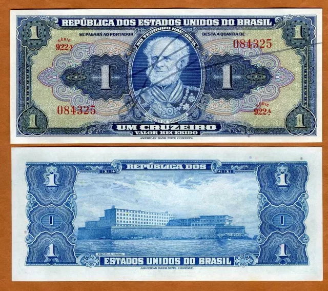 Brazil, 1 cruzeiro (1944), P-132, Hand Signed, Serie 922, UNC