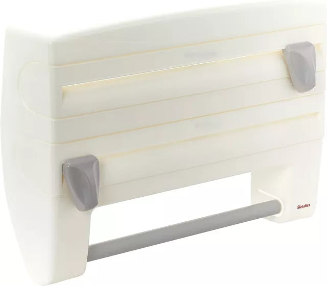 Metaltex 254410 Roll-n-Roll 4-In-1 Kitchen Roll Holder Dispenser, White