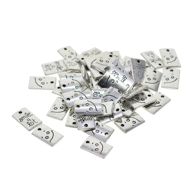50 Stück Rechteck Gravur Anhänger Charms Charm Perle für Halskette Kette
