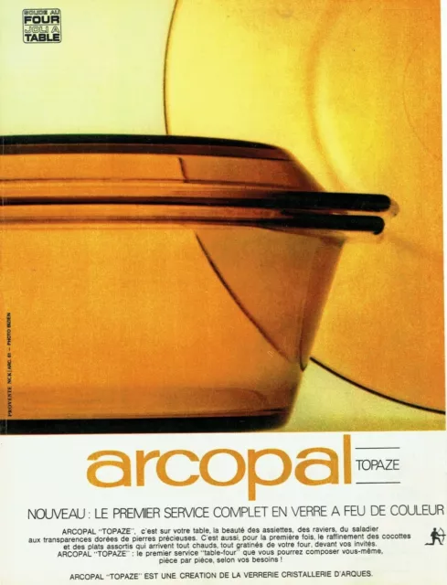 Publicité Advertising 109  1968  Cristallerie d'Arques  Arcopal  service Topaze