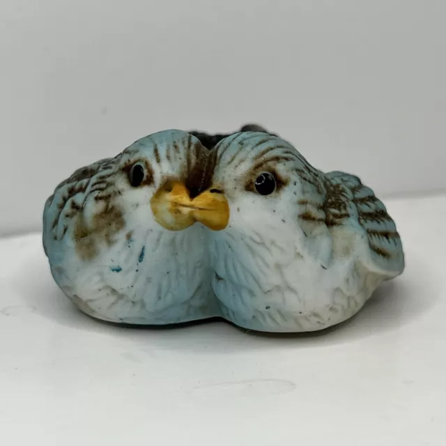 Vintage Porcelain Anthropomorphic Kissing Bluebird Figurine