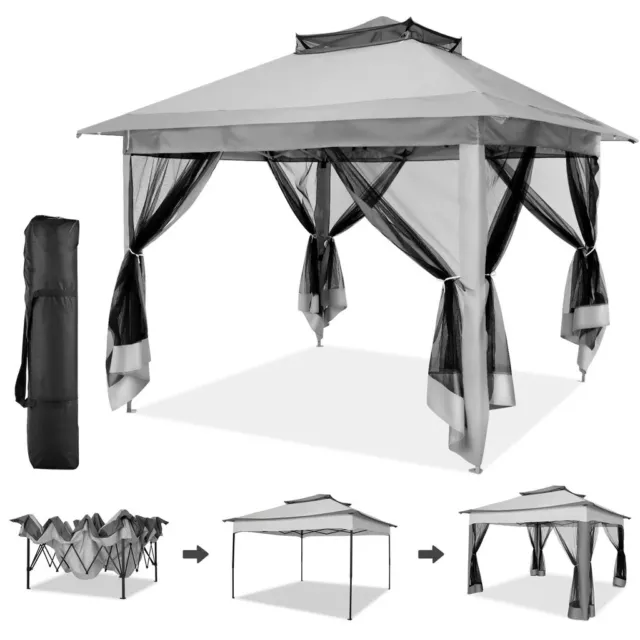 Gazebo da giardino - 3x3m - Pieghevole - Impermeabile - Esterno - Anti-UV - Nero - per campeggio/feste/spiaggia/terrazza/mercati | Leroy Merlin