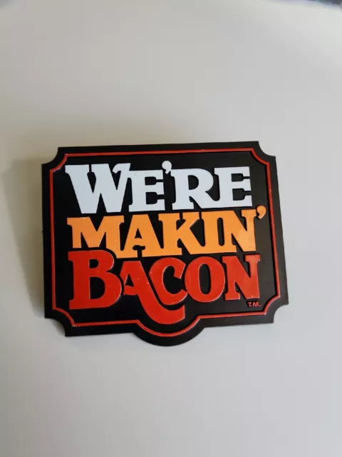 We're Makin' Bacon Wendy's Restaurant Plastic Button Pin Employee Flair