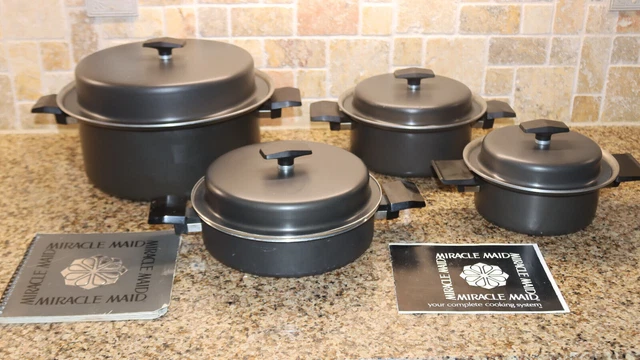 VTG MIRACLE MAID COOKWARE 8 pieces Black Anodized Aluminum West Bend Wisconsin VTG MIRACLE MAID COOKWARE 8 pieces Black Anodized Aluminum West Bend Wisconsin