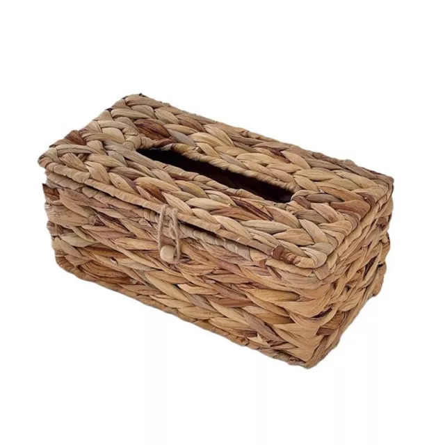 1X( Water Hyacinth Woven Tissue Box Rattan Woven Lid Sanitary Box Household p