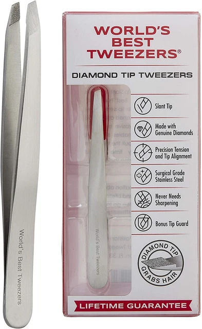 Pinzas punta de diamante recubierto de diamante punta inclinada precisión cejas acero inoxidable