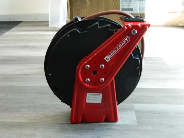 REELCRAFT Hose Reel with Hose: 3/8″ ID Hose x 50' Spring Retractable RT650-OLP