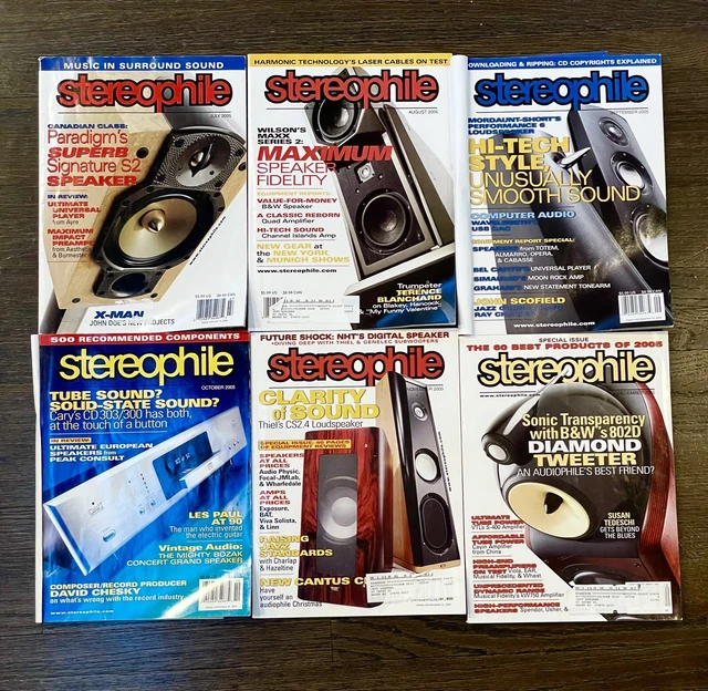 Lot of 12 issues of STEREOPHILE Magazine Full Year 2005 Volume 28