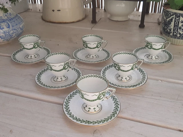 6 Tasses Sarreguemines Empire décor Laurier