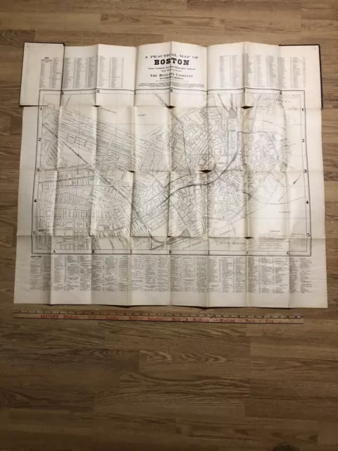 1835 Collapsible Double Sided Map Of Boston; Print Of 1722 Map, Folds Into Book