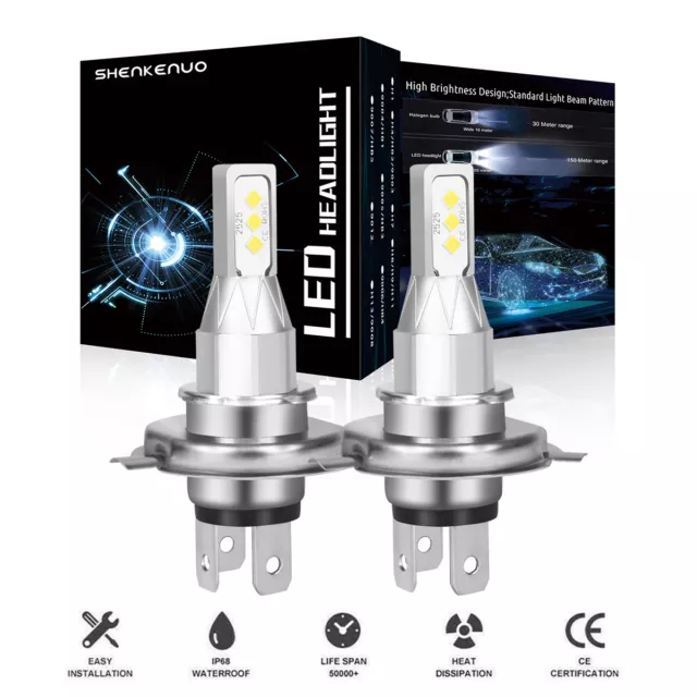 Kit de bombillas para faros LED 9003 H4 luz alta y baja súper blanca