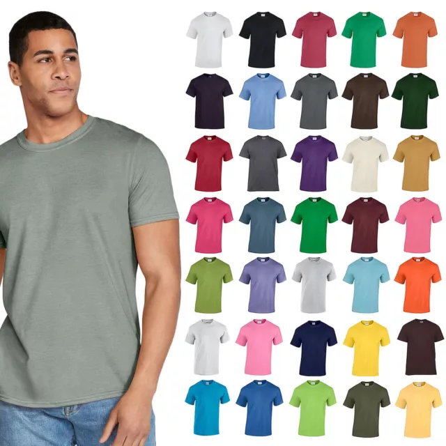 Gildan Mens Plain T Shirt Soft Ring Spun Short Sleeve Crewneck Cotton Top G64000