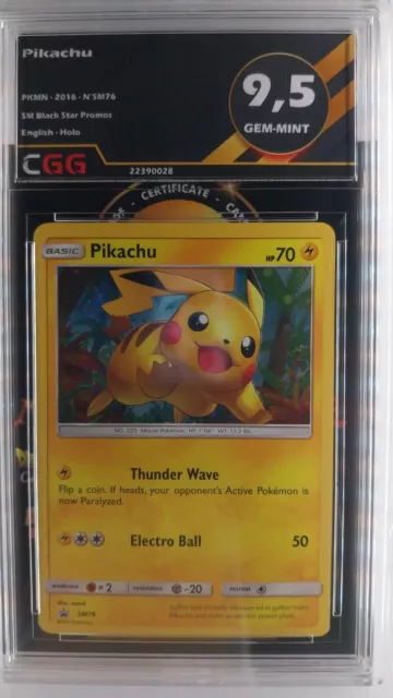 Pikachu CGG 9.5 Gem-Mint ENGLISH SM Black Star Promo SM76 22390028 POKEMON