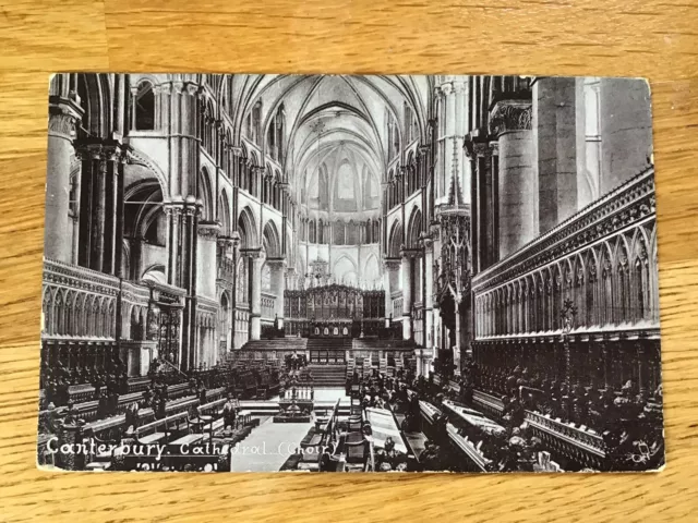 Canterbury cathedral, choir, 1927 posted vintage postcard B304