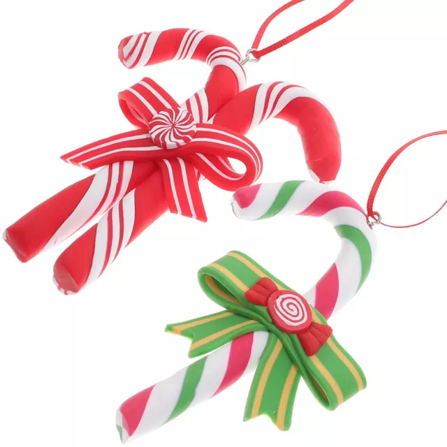 10 Pcs Christmas Lollipop Pendant Polymer Clay Candy Cane Ornaments Soft 3