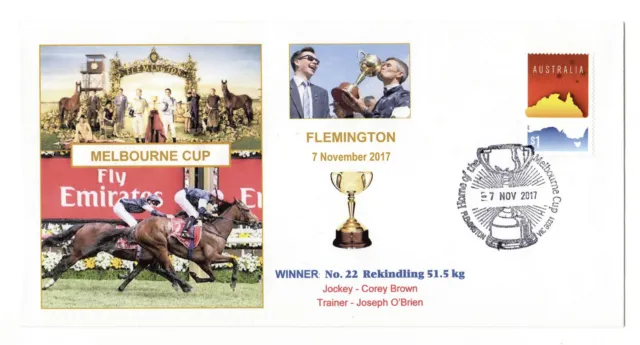 2017 Melbourne Cup Horse Racing Rekindling Win Flemington pmk Envelope