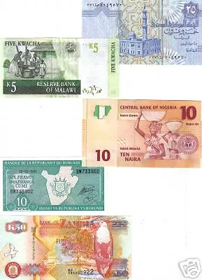 África Lote Colección 5 Billetes 5 Países Diferentes Nuevo