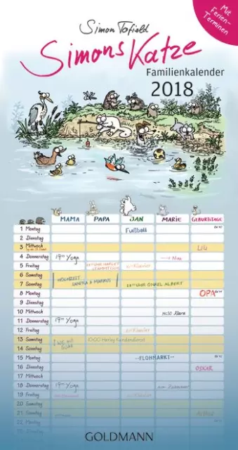 Simons Katze Familienkalender 2018 von Simon Tofield - Kalender Familienplaner