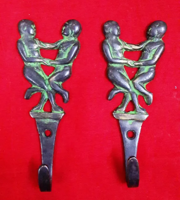 Couple Dancing Hook Pair Brass Lover Theme Clothes Hanger Wall Mounted BM36