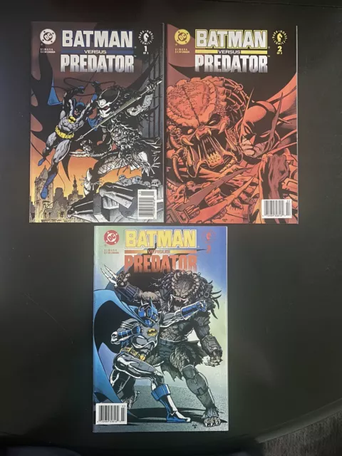 BATMAN vs. Predator #1-3 (1,2,3) 1991 DC Comics/Dark Horse - Newsstand Editions!