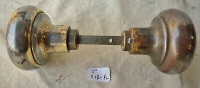 Door Knobs (pair) Antique Nickel/Brass Plated over steel  2"d WORN