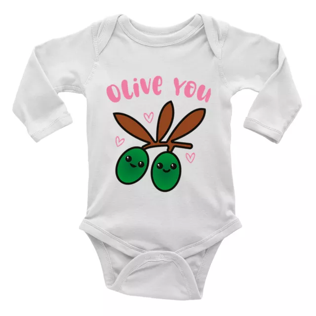 Valentines Day Baby Grow Vest Bodysuit Olive You Funny Boys Girls Gift L/S