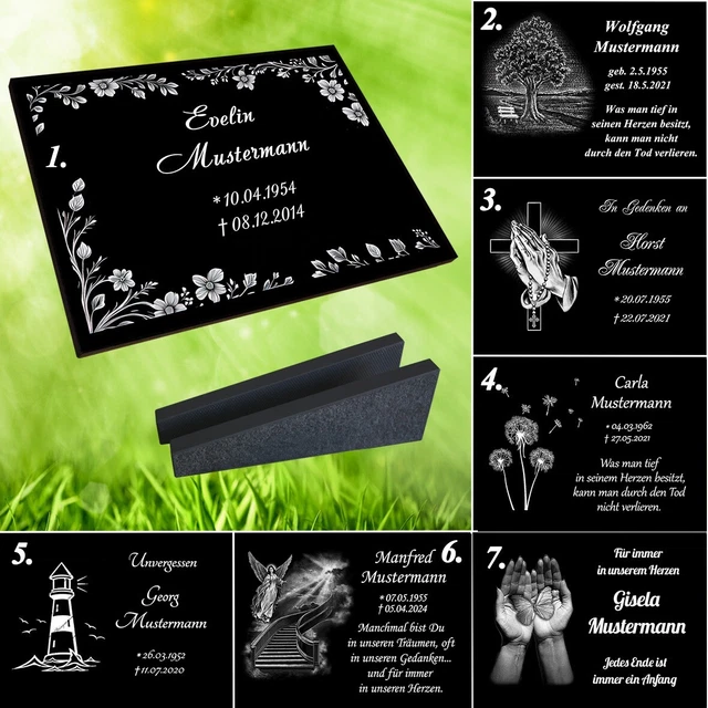 GRANIT Grabplatte Grabtafel Gedenkstein Grabstein g03◄Ihr Foto+Ihr Text►60x30cm