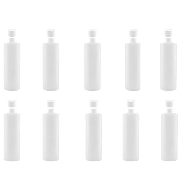 10x 500ml Clear HDPE Round Bottle + 28/410 Caps - Empty Plastic Food Storage