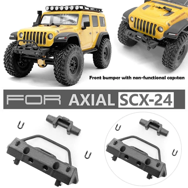 Front Bumper W Simulation Winch Capstan Black for Axial SCX24 1/24 RC Cars Part
