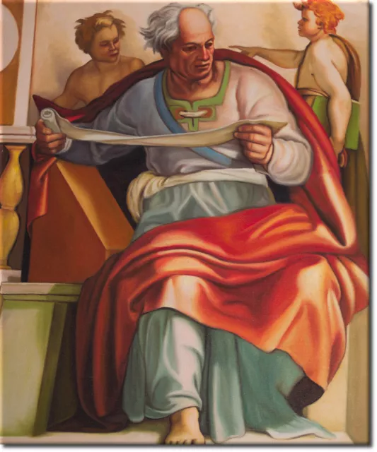 Ölgemälde 'Der Prophet Joel 1512' nach Buonarroti Michelangelo in 52x62cm