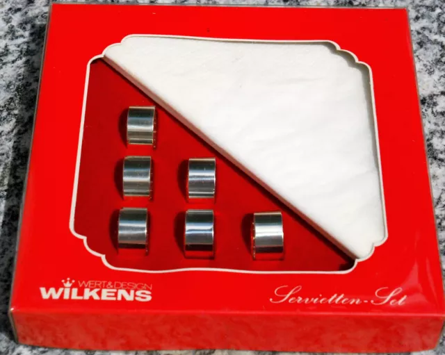 6 Serviettenringe Silberauflage, Wilkens Servietten Set, in OVP