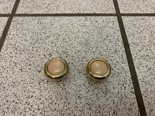 2 boutons beige laiton céramique tire rond tiroir armoire lourd milieu de siècle vintage 6
