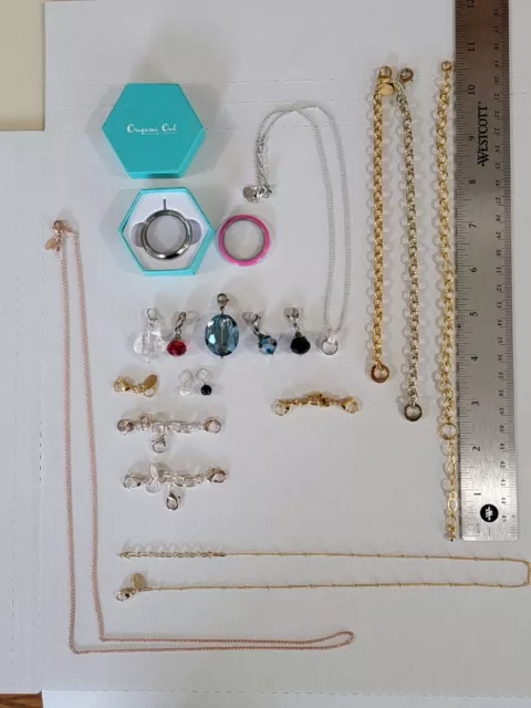 Origami Owl Lot 7 Dangles, 4 Necklaces, 2 Bracelets, 2 Covers, And Connectors