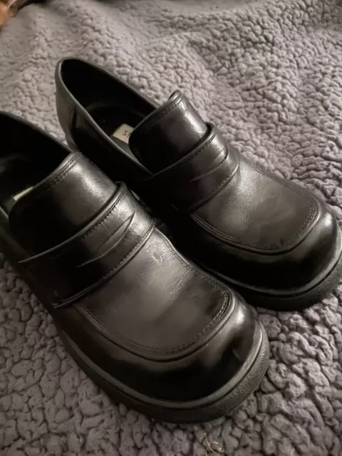 STEVE MADDEN CHUNKY Heel shoes Blk 5.5 In excellent Condition. All ...