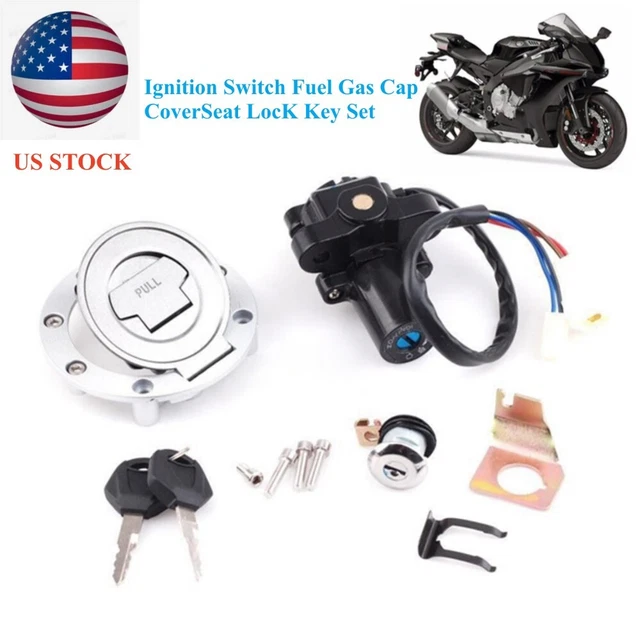 Ignition Switch Fuel Gas Cap Cover Seat LocK Key Kit (For Yamaha YZF R6)